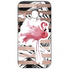 Capa para Samsung Galaxy J6 Plus Case2you - Escovada Preta Flamingo Listras Rosa